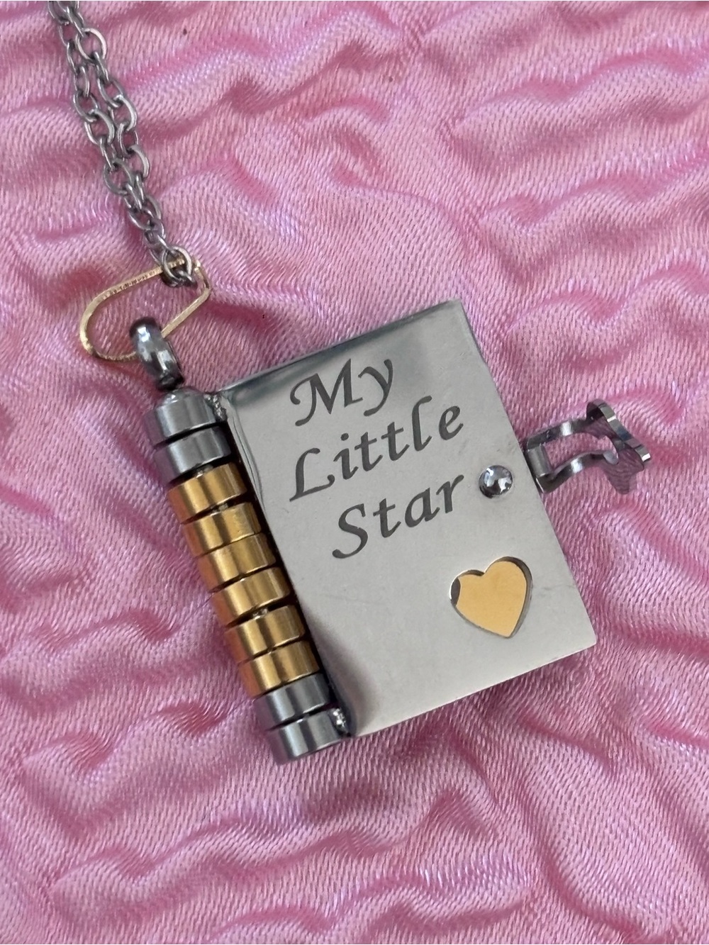MY LITTLE STAR “Daughter” Book Locket Necklace w/  Pages Gift Stainless Steel